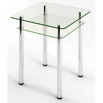 Glass dining table D-02-2 with tempered glass and chrome legs